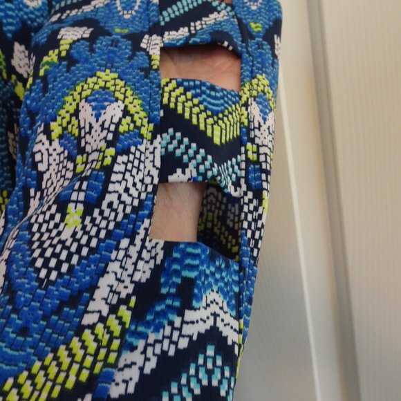 Alfred Dunner Plus Size XL Geometric Tunic Top-New-Sleeve Open Cutwork - Picture 3 of 9